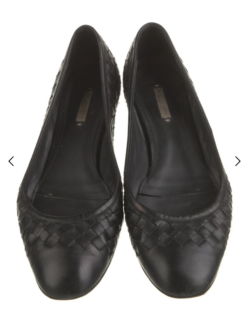 Bottega Veneta Black Woven Leather Ballet Flats
